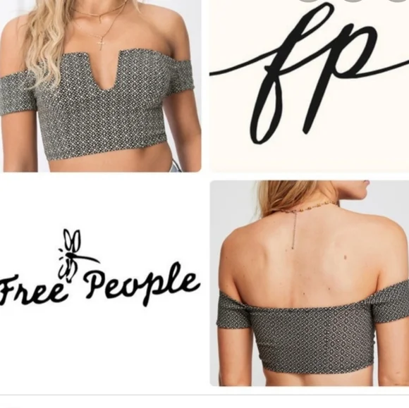 Free People Lucky Now Brami Top in black combo sizes M new with tag - Picture 2 of 5
